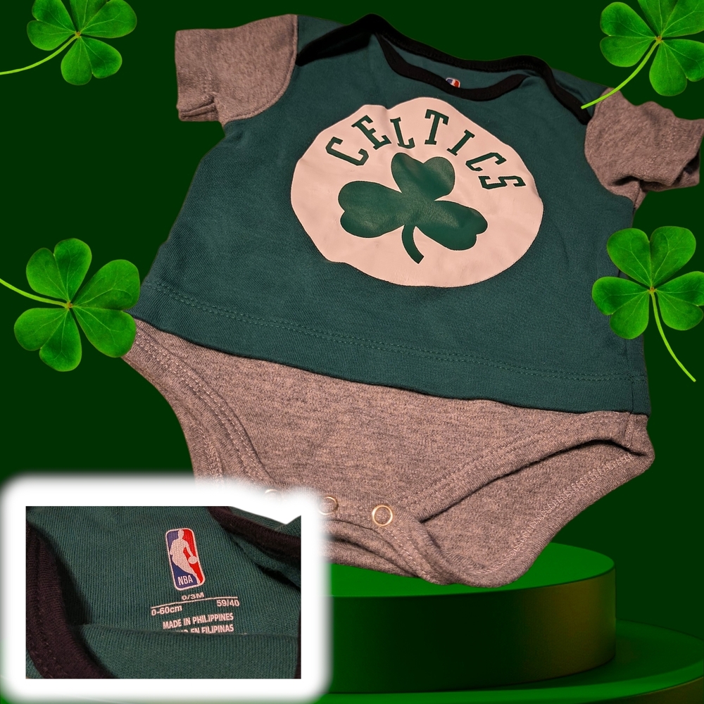 NBA Celtics Infant Onesie in Green and Gray